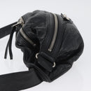 BALENCIAGA Body Bag Leather Black Silver Auth mr2182V-4