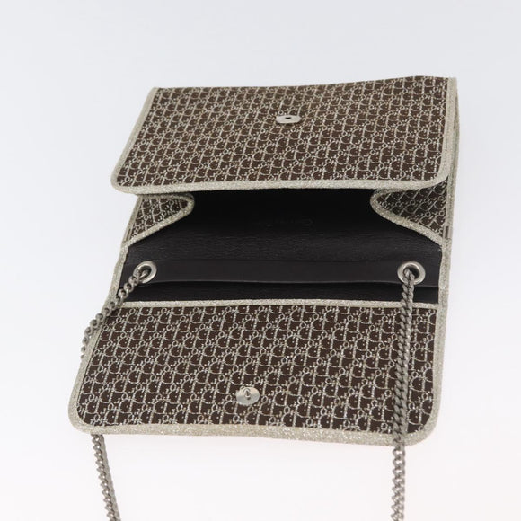Christian Dior Trotter Canvas Chain Shoulder Bag Gold Auth mr2183