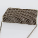 Christian Dior Trotter Canvas Chain Shoulder Bag Gold Auth mr2183-6