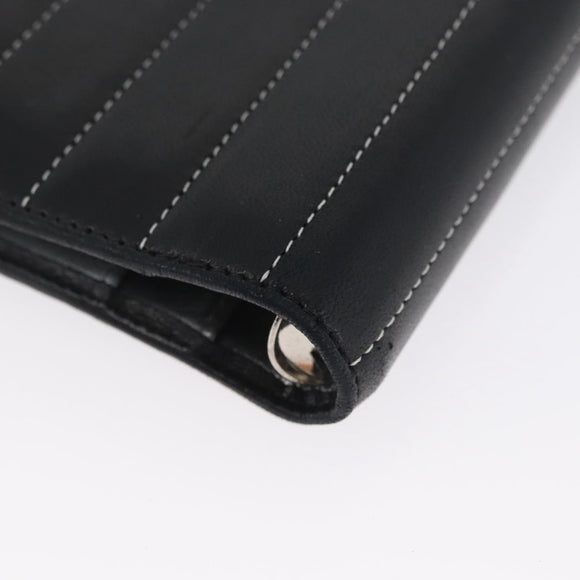 CHANEL Mademoiselle Agenda Day Planner Cover Leather Silver Black CC Auth mr2185