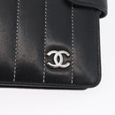 CHANEL Mademoiselle Agenda Day Planner Cover Leather Silver Black CC Auth mr2185-12