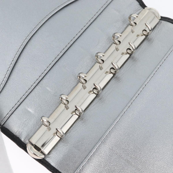 CHANEL Mademoiselle Agenda Day Planner Cover Leather Silver Black CC Auth mr2185