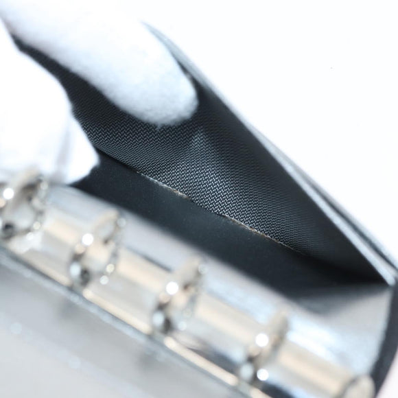 CHANEL Mademoiselle Agenda Day Planner Cover Leather Silver Black CC Auth mr2185
