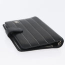 CHANEL Mademoiselle Agenda Day Planner Cover Leather Silver Black CC Auth mr2185-6