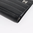 CHANEL Mademoiselle Agenda Day Planner Cover Leather Silver Black CC Auth mr2185-8
