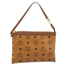 MCM Vicetos Logogram Accessory Pouch PVC Leather Brown Gold Auth mr2192-1