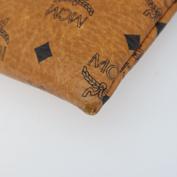 MCM Vicetos Logogram Accessory Pouch PVC Leather Brown Gold Auth mr2192