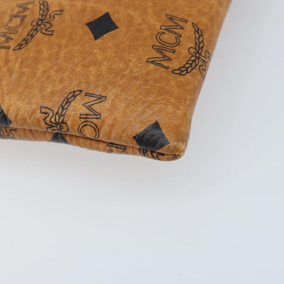 MCM Vicetos Logogram Accessory Pouch PVC Leather Brown Gold Auth mr2192