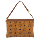 MCM Vicetos Logogram Accessory Pouch PVC Leather Brown Gold Auth mr2192-2