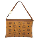 MCM Vicetos Logogram Accessory Pouch PVC Leather Brown Gold Auth mr2192-3