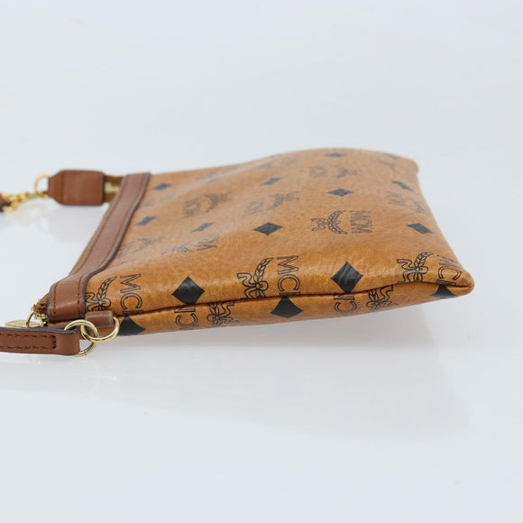 MCM Vicetos Logogram Accessory Pouch PVC Leather Brown Gold Auth mr2192