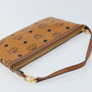 MCM Vicetos Logogram Accessory Pouch PVC Leather Brown Gold Auth mr2192-6