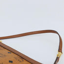 MCM Vicetos Logogram Accessory Pouch PVC Leather Brown Gold Auth mr2192-8