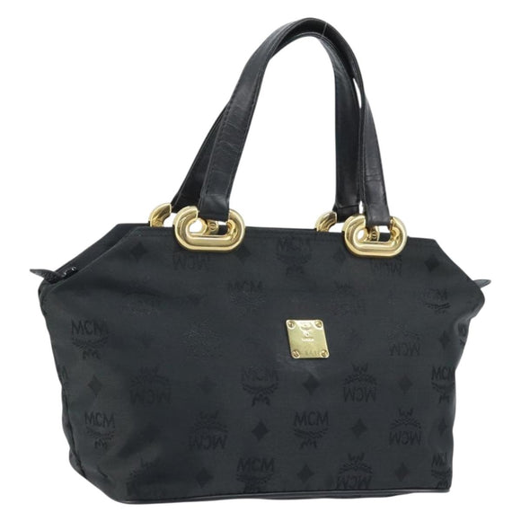 MCM Vicetos Logogram Hand Bag Nylon Black Gold Auth mr2197
