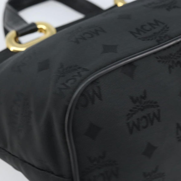 MCM Vicetos Logogram Hand Bag Nylon Black Gold Auth mr2197