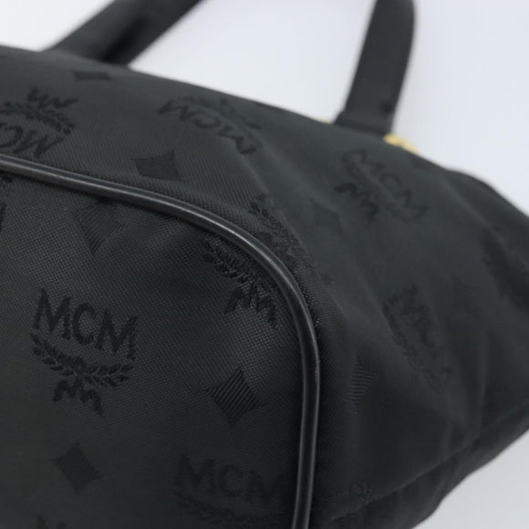MCM Vicetos Logogram Hand Bag Nylon Black Gold Auth mr2197