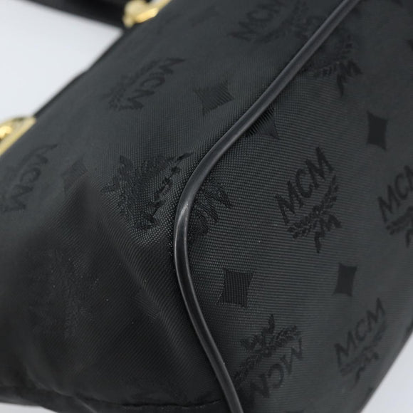MCM Vicetos Logogram Hand Bag Nylon Black Gold Auth mr2197