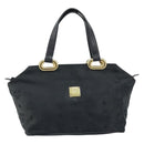 MCM Vicetos Logogram Hand Bag Nylon Black Gold Auth mr2197-13