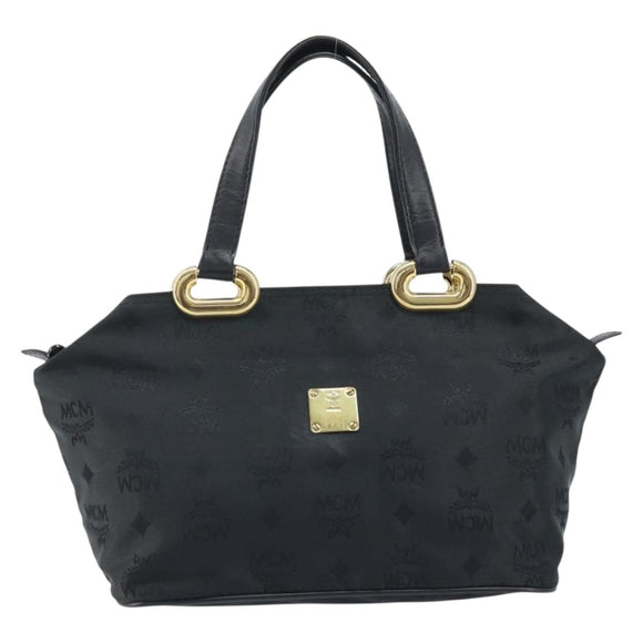 MCM Vicetos Logogram Hand Bag Nylon Black Gold Auth mr2197