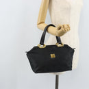 MCM Vicetos Logogram Hand Bag Nylon Black Gold Auth mr2197-20