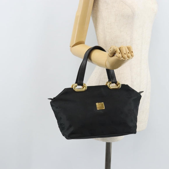 MCM Vicetos Logogram Hand Bag Nylon Black Gold Auth mr2197