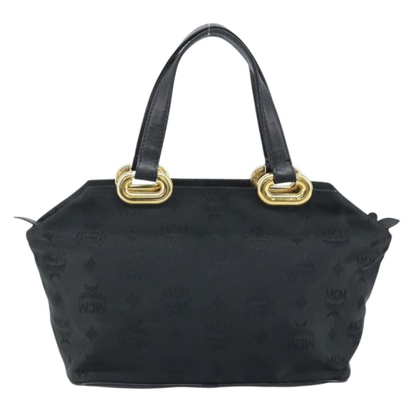 MCM Vicetos Logogram Hand Bag Nylon Black Gold Auth mr2197