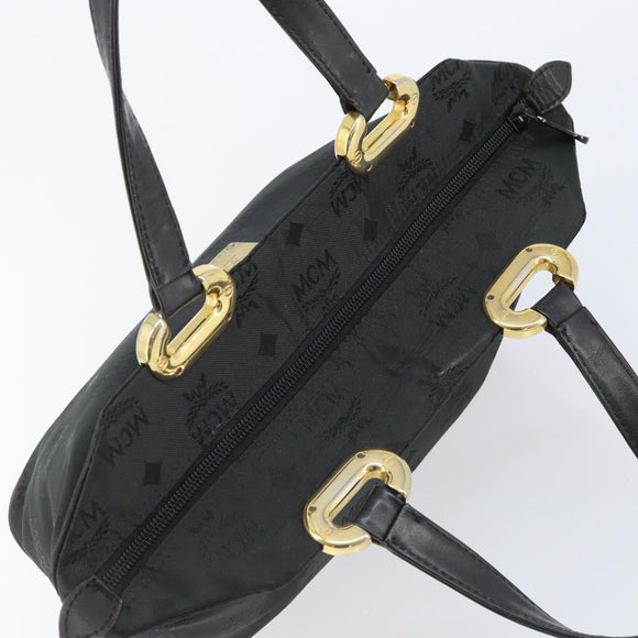 MCM Vicetos Logogram Hand Bag Nylon Black Gold Auth mr2197