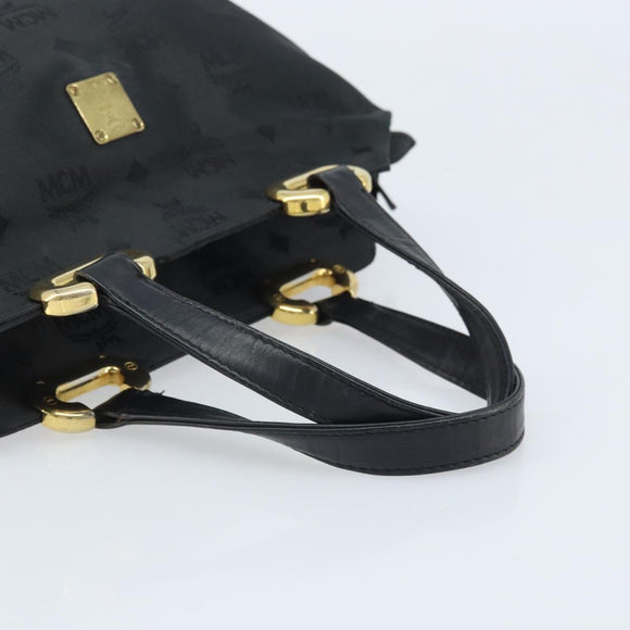 MCM Vicetos Logogram Hand Bag Nylon Black Gold Auth mr2197