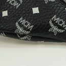 MCM Vicetos Logogram Body Bag Leather Black Silver Auth mr2198V-16