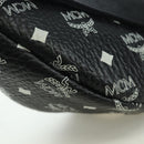 MCM Vicetos Logogram Body Bag Leather Black Silver Auth mr2198V-17
