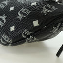 MCM Vicetos Logogram Body Bag Leather Black Silver Auth mr2198V-18