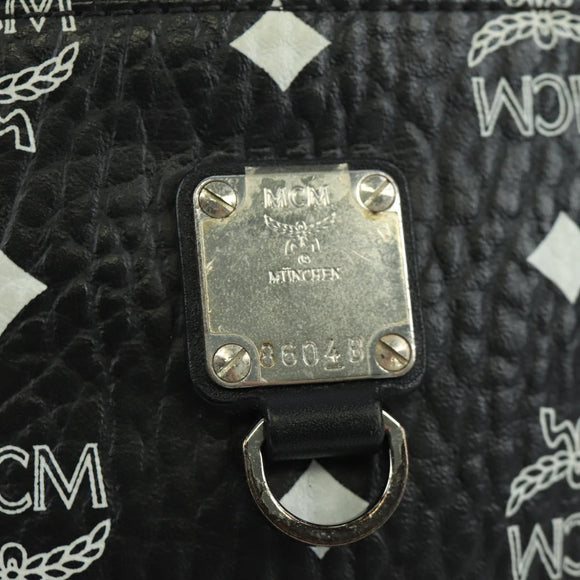 MCM Vicetos Logogram Body Bag Leather Black Silver Auth mr2198V