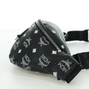 MCM Vicetos Logogram Body Bag Leather Black Silver Auth mr2198V-4