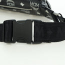 MCM Vicetos Logogram Body Bag Leather Black Silver Auth mr2198V-8