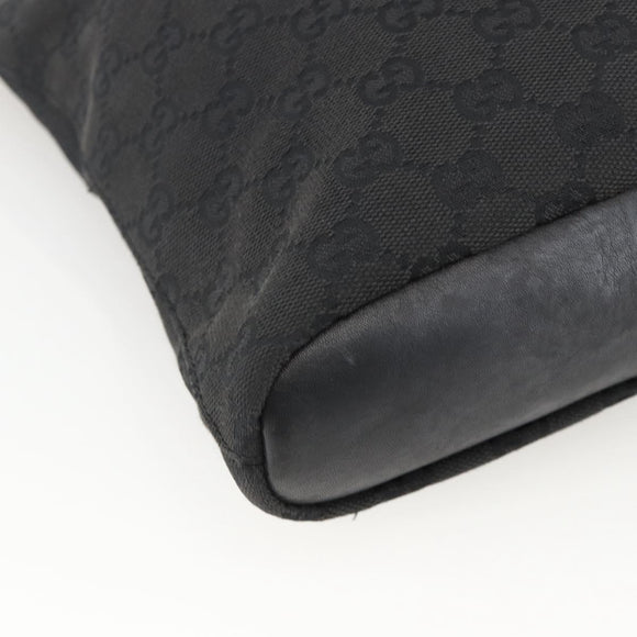 GUCCI GG Canvas Shoulder Bag Black Gold 91761 Auth mr2200