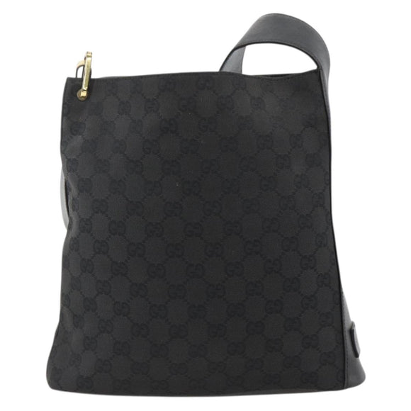 GUCCI GG Canvas Shoulder Bag Black Gold 91761 Auth mr2200