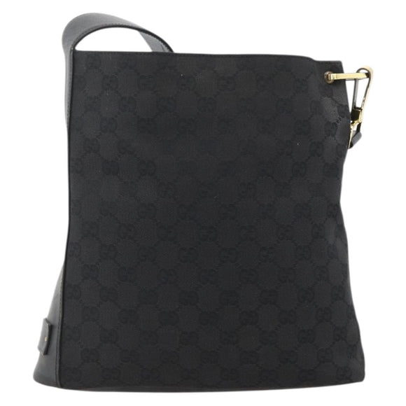 GUCCI GG Canvas Shoulder Bag Black Gold 91761 Auth mr2200