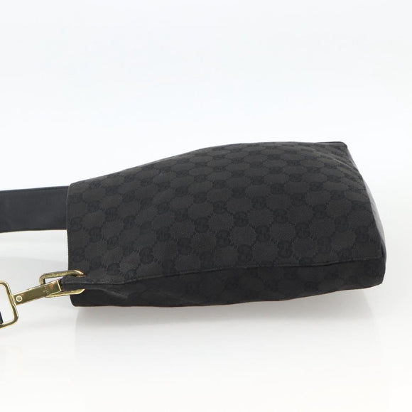 GUCCI GG Canvas Shoulder Bag Black Gold 91761 Auth mr2200