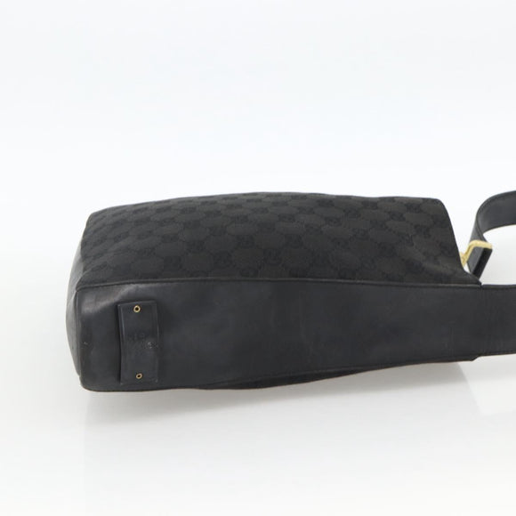 GUCCI GG Canvas Shoulder Bag Black Gold 91761 Auth mr2200