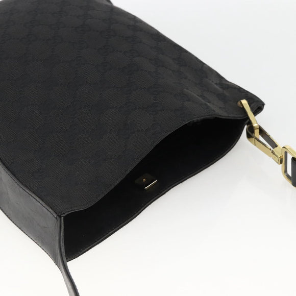 GUCCI GG Canvas Shoulder Bag Black Gold 91761 Auth mr2200