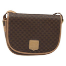 CELINE Macadam Canvas Shoulder Bag PVC Leather Brown Gold Auth mr2202-2