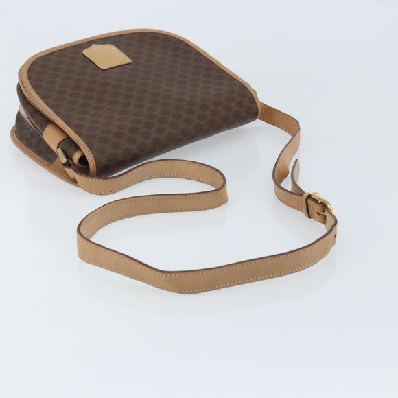 CELINE Macadam Canvas Shoulder Bag PVC Leather Brown Gold Auth mr2202