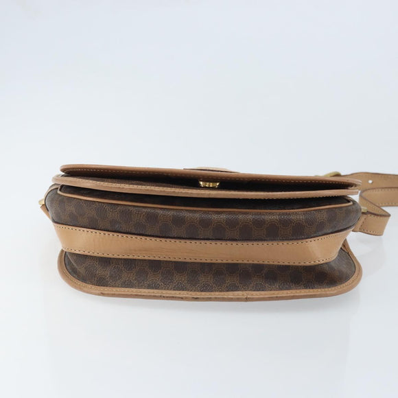 CELINE Macadam Canvas Shoulder Bag PVC Leather Brown Gold Auth mr2202