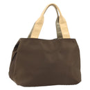 BURBERRY Hand Bag Nylon Brown Silver Auth mr2204-1