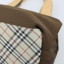 BURBERRY Hand Bag Nylon Brown Silver Auth mr2204-10