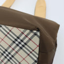 BURBERRY Hand Bag Nylon Brown Silver Auth mr2204-12