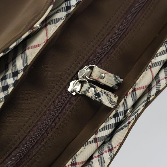 BURBERRY Hand Bag Nylon Brown Silver Auth mr2204