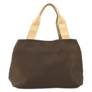 BURBERRY Hand Bag Nylon Brown Silver Auth mr2204-2
