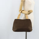 BURBERRY Hand Bag Nylon Brown Silver Auth mr2204-22