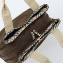 BURBERRY Hand Bag Nylon Brown Silver Auth mr2204-6